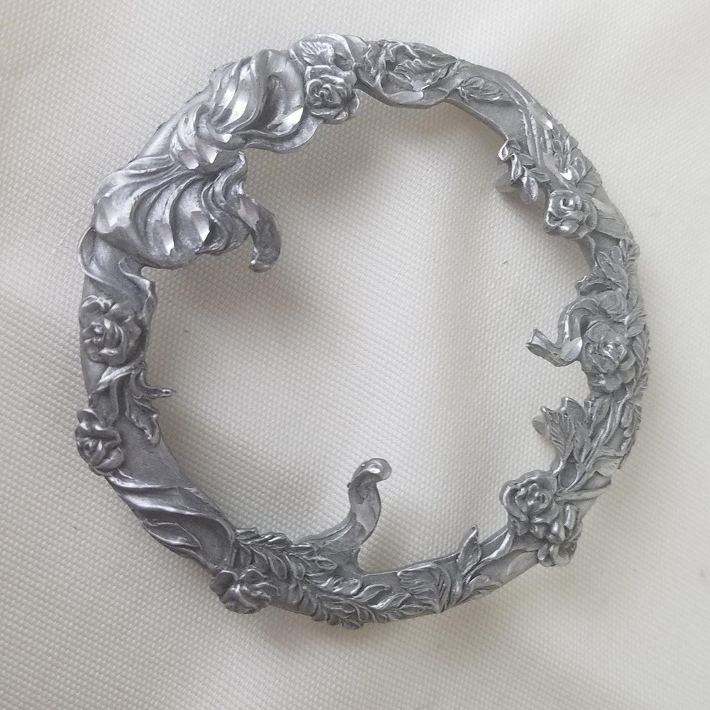 Rawcliffe Pewter Lid Potpourri Jar cover Trinket Flowers Garden motif 1996